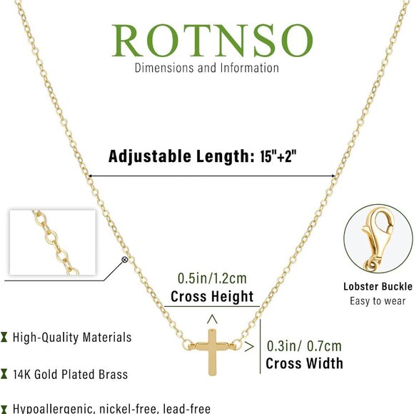 Elegant 14K Gold Plated Dainty Cross Choker Necklace for Women - Picture 3 of 7